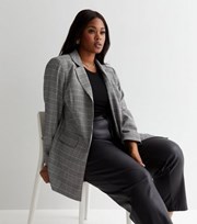 New Look Curves Black Check Relaxed Fit Blazer